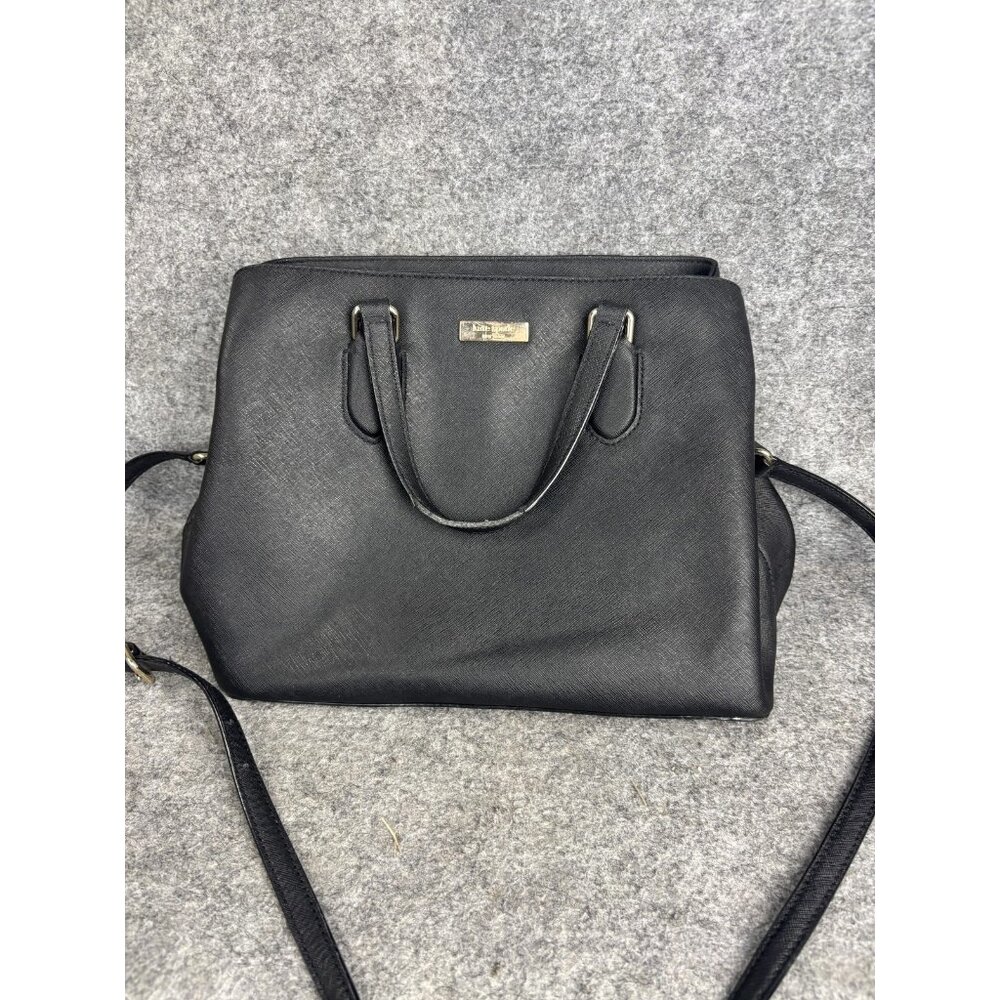 Kate Spade Satchel Crossbody Bag Womens Black Saffiano Leather Gold Hardware